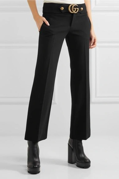 Shop Gucci Cropped Stretch-jersey Flared Pants