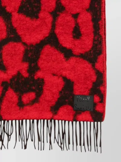 Paul Smith Leopard-print Wool Scarf In Red