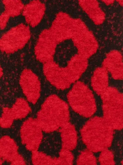 Paul Smith Leopard-print Wool Scarf In Red