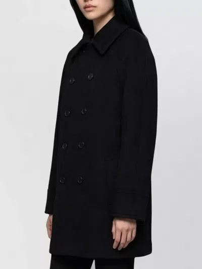 Saint Laurent Wool Double-breasted Coat In Black