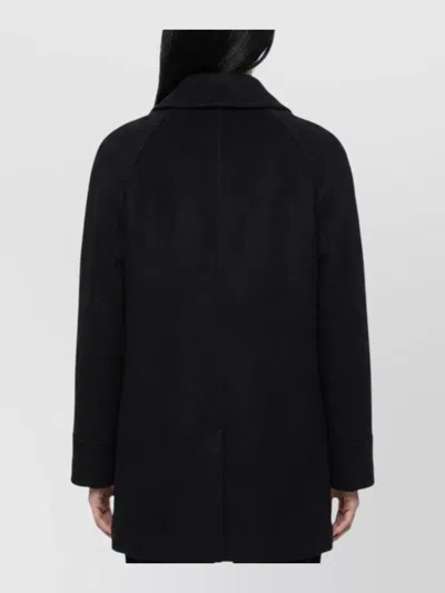 Saint Laurent Wool Double-breasted Coat In Black