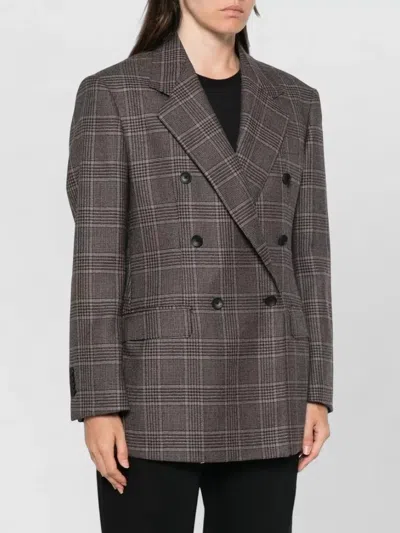 Tagliatore Double-breasted Check-pattern Jacket In Brown