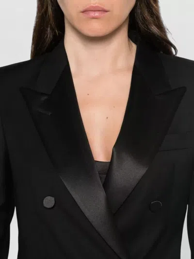 Tagliatore Double-breasted Virgin Wool Suit Jacket In Black