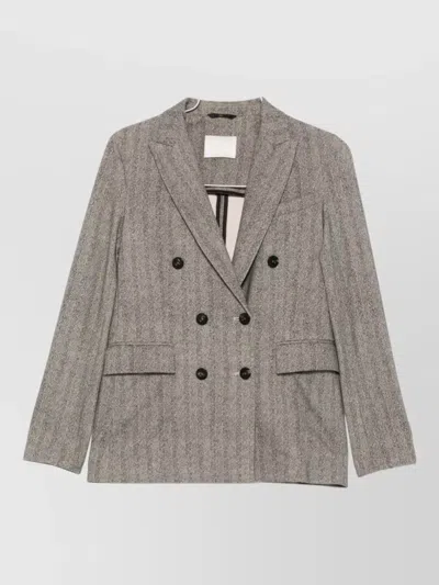 Circolo 1901 Herringbone-pattern Double-breasted Jacket In Gray
