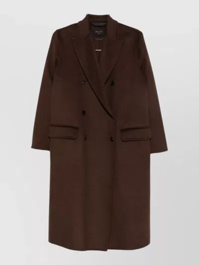 Paltò Wool Double-breasted Coat In Brown