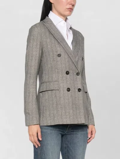 Circolo 1901 Herringbone-pattern Double-breasted Jacket In Gray