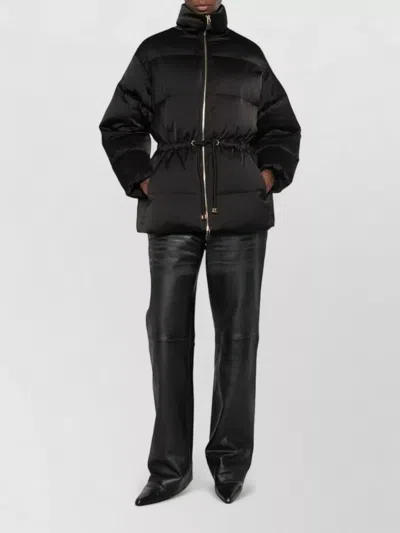 Elisabetta Franchi Drawstring Puffer Jacket In Black