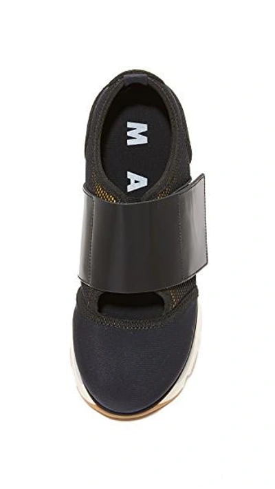 Shop Marni Platform Sneakers In Black/black
