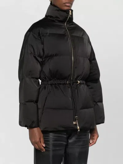 Elisabetta Franchi Drawstring Puffer Jacket In Black