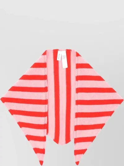 Paul Smith Pink Lambswool Striped Triangular Scarf In Multi