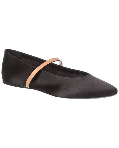 Saint Laurent Gio Satin Flat In Black
