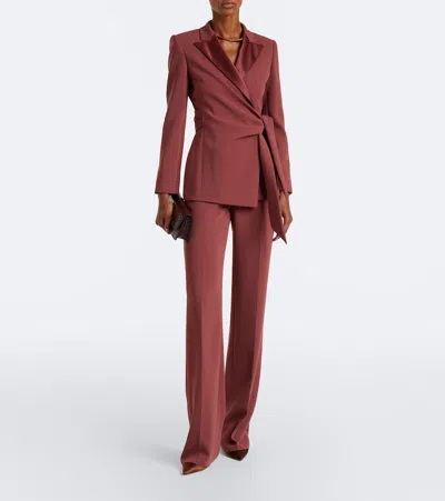 Max Mara Solid Color Flared Trousers In Pink
