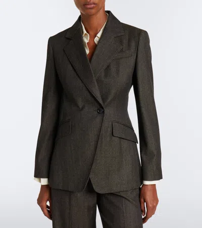 Max Mara Double-breasted Virgin Wool Blazer In Black