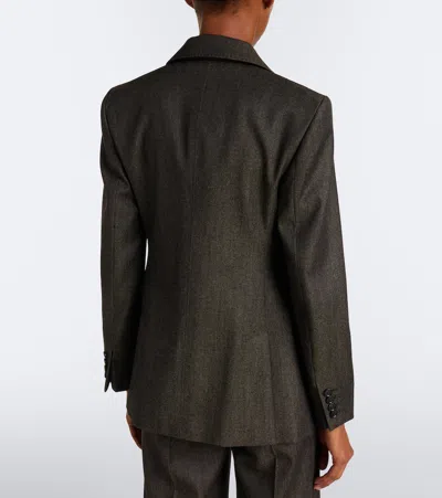 Max Mara Double-breasted Virgin Wool Blazer In Black