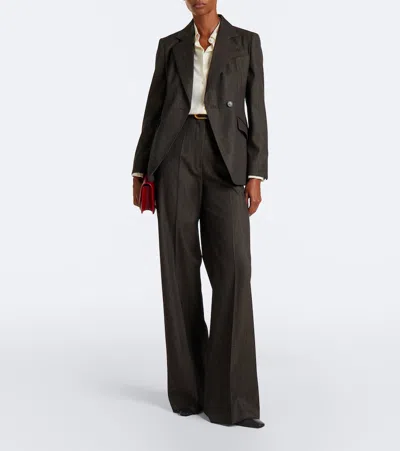 Max Mara Double-breasted Virgin Wool Blazer In Black