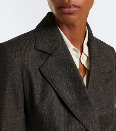 Max Mara Double-breasted Virgin Wool Blazer In Black