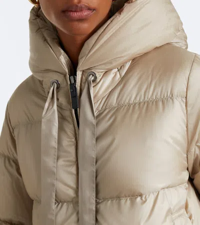 Max Mara Hooded Down Jacket In Beige