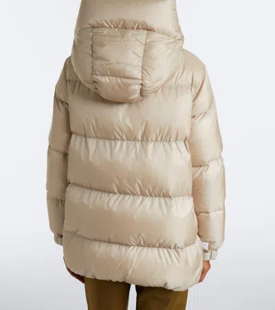 Max Mara Hooded Down Jacket In Beige