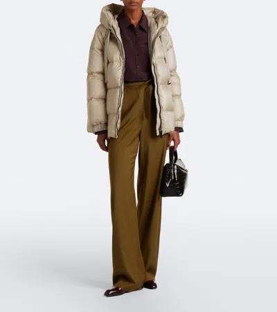 Max Mara Hooded Down Jacket In Beige
