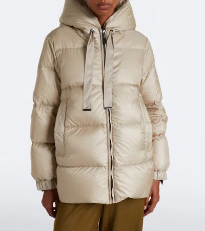 Max Mara Hooded Down Jacket In Beige