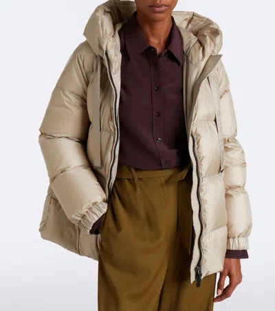 Max Mara Hooded Down Jacket In Beige