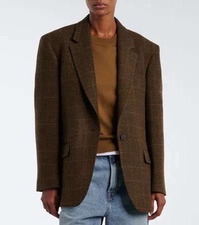 Rohe Checked Oversized Wool Blazer In Brown
