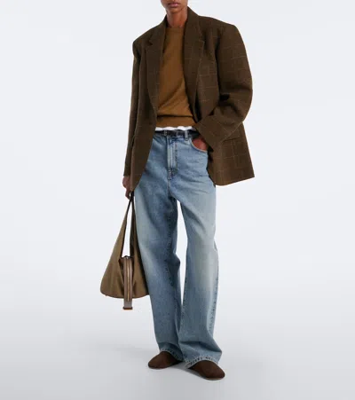 Rohe Checked Oversized Wool Blazer In Brown