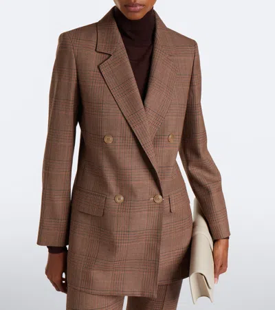 Max Mara Double-breasted Virgin Wool Blazer In Multicoloured