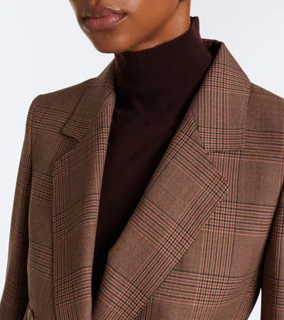 Max Mara Double-breasted Virgin Wool Blazer In Multicoloured