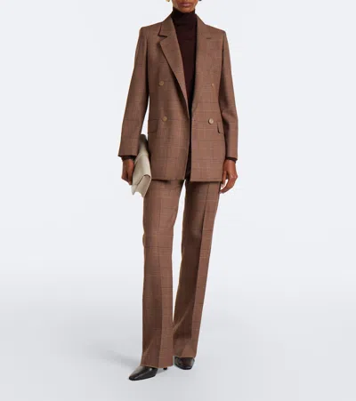Max Mara Double-breasted Virgin Wool Blazer In Multicoloured