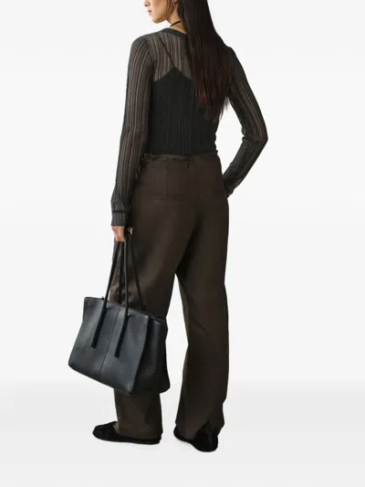 Less Openwork Slim-fit Sweater In Black