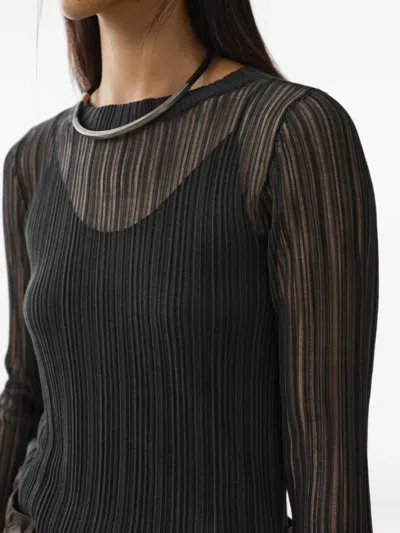 Less Openwork Slim-fit Sweater In Black