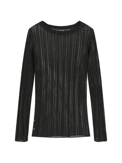 Less Openwork Slim-fit Sweater In Black