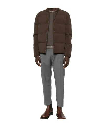 Herno Quilted Press-stud Jacket In Brown
