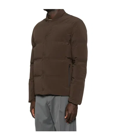 Herno Quilted Press-stud Jacket In Brown