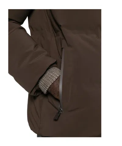 Herno Quilted Press-stud Jacket In Brown