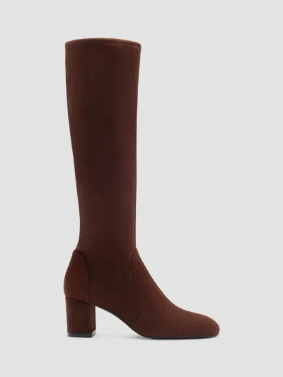 Stuart Weitzman Lucie Knee High Block Heel Boot In Walnut