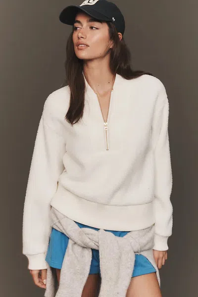 Varley Mumford Half-zip Fleece Sweatshirt In White