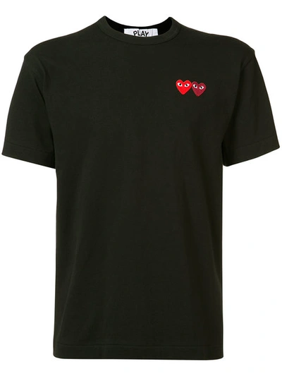 Comme Des Garçons Play Embroidered Logo T-shirt In Black