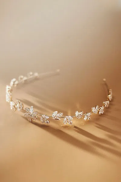 Theia Crystal Floral Headband In Gold