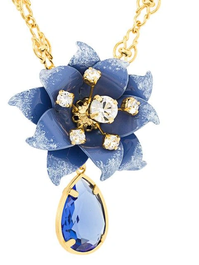 Shop Dolce & Gabbana Flower Necklace In Metallic