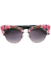 Dolce & Gabbana Rose Print Cat-eye Sunglasses In Rose/grey