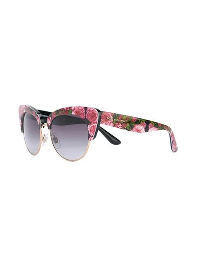 Shop Dolce & Gabbana Rose Print Cat-eye Sunglasses