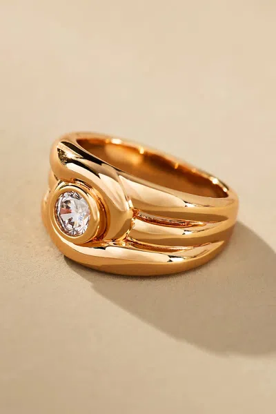 Luv Aj Wave Bezel Ring In Red