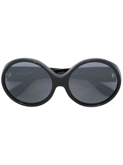 Shop Saint Laurent Eyewear Monogram 1 Sunglasses - Black