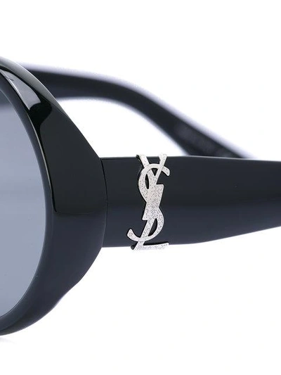 Shop Saint Laurent Eyewear Monogram 1 Sunglasses - Black