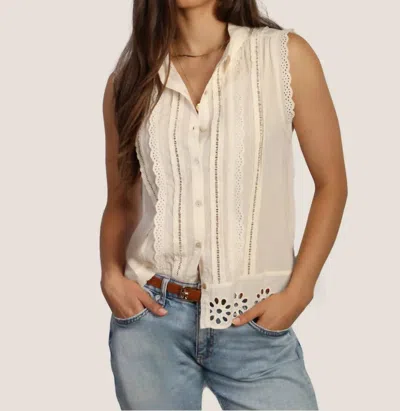 Dylan Jane Button Up Top In White In Neutral