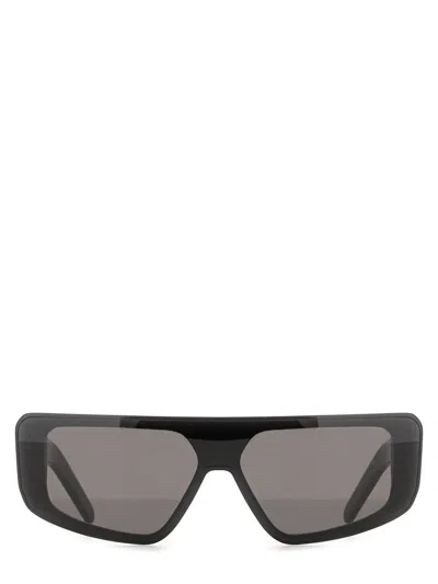 Rick Owens Owens Bold Rectangular Acetate Sunglasses In Black