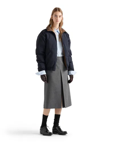 Prada Reversible Re-nylon Down Jacket In Blue