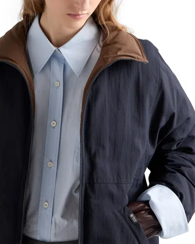 Prada Reversible Re-nylon Down Jacket In Blue